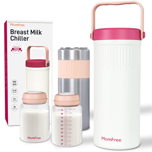 22oz Portable Breast Milk Cooler for Breastmilk, Liquid Gold Saver 360° Cooling Keeps Milk Fresh for 24 Hours, Larger Capacity Breastmilk Chiller with 2pcs Bottles for Outdoor Mom
