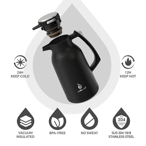 IDEUS Thermal Coffee Carafe 68oz, Beverage Dispenser Black - color: Black, size: 68 Ounces