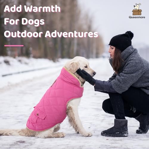 Queenmore XS Waterproof Dog Winter Coat Cold Weather Warm Fleece Jacket - color: Pink, size: X-Small