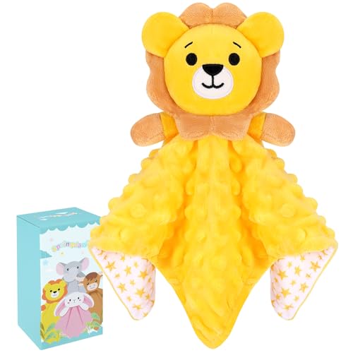Loveys for Babies, Yellow Lion Baby Security Blankets | Soft Baby Blanket Lovey for Newborn Infant Toddler, Lovey Baby Snuggle Toys Stuffed Animals, 12in Baby Gifts for Boys Girls - color: Yellow Lion