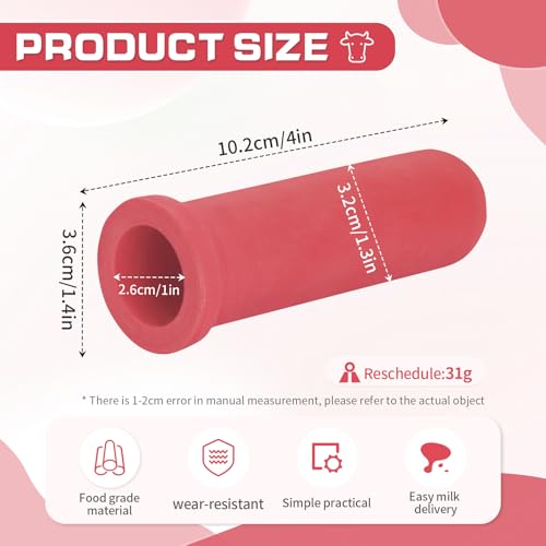 6PCS Calf Feeder Pacifier Teats Soft Rubber Food Grade Feeding Nipples - color: RED
