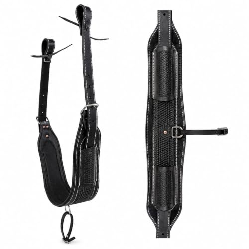 Horse Western Tooled Padded Leather Rear Flank Saddle Cinch Billets 9782 - color: Black