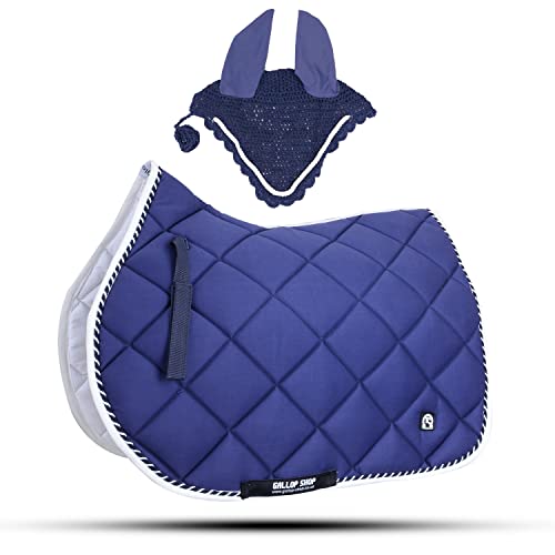 General Saddle Pads with Matching Fly Veil Set (Ship from USA) - color: Navy, size: Full