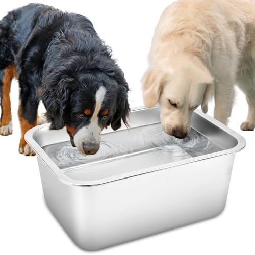 4 Gallon Large Dog Water Bowl, Stainless Steel Bowl for Giant Dogs | 4 Gallon Capacity, 15.7 x 11.8 x 6 in Size, Wide Rectangular Opening, Food or Water Use, Easy to Clean, Medium to Giant Dogs - color: 1PCS(Original Color), size: 4 Gallons