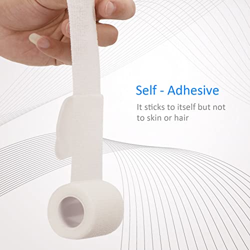 Self Adhesive Bandage Wrap 2 Inch Self Adherent Cohesive Tape Sport - color: White, size: 12Pcs
