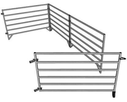 Aluminum 5 FT X 10 FT 6 Rail 40" Tall Sheep & Goat ADD-ON STALL KIT Panel Pen