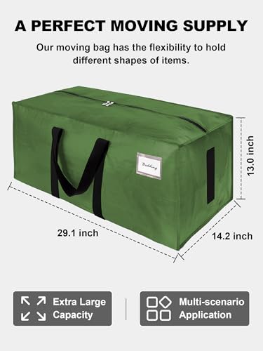 HOMESURE Supports 200lbs Heavy Duty Moving Bags - Strong Zipper & Wrap-Around Handles - Water-Resistant Storage Totes, Durable Alternative to Moving Boxes - 8 Pack - Olive Green - color: Olive Green