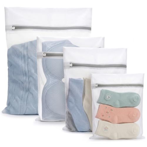 Muchfun 4Pcs Durable Fine Mesh Laundry Bags for Delicates - size: 1Large, 2Medium, 1Small