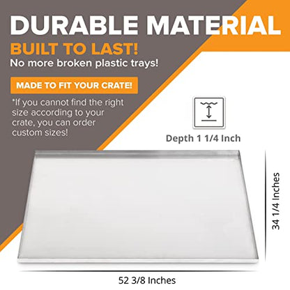 Metal Dog Crate & Kennel Replacement Tray/Pan, Galvanized, 52x34 in | Chew-proof, crack-proof, rust-resistant. Fits Most Standard 54 in Crates. - color: Galvanized, size: 52.38"L x 34.25"W x 1"H
