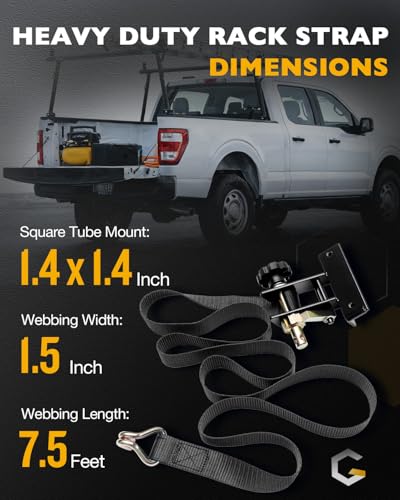 Ladder Rack Ratchet Straps with J-Hook (4 PCS), Cargo Buckle Lock Strap - color: Black (4 pcs), size: Black Square Tube