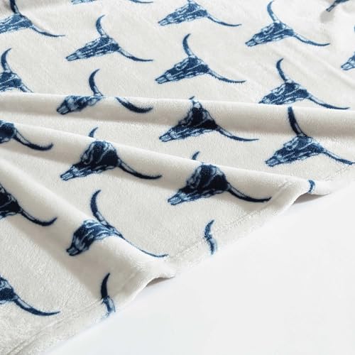 Wrangler - Soft Plush Throw Blanket for Bed & Couch, 50x70 - color: Plains Creek Blue, size: 50" x 70"