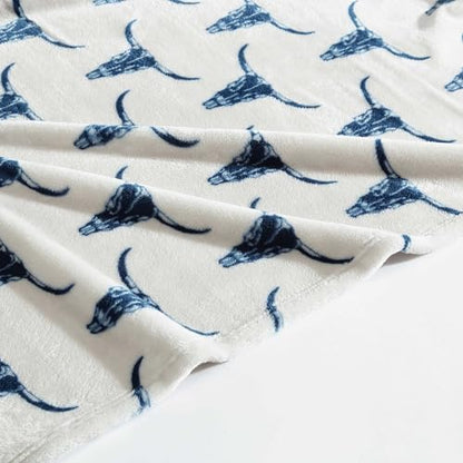 Wrangler - Soft Plush Throw Blanket for Bed & Couch, 50x70 - color: Plains Creek Blue, size: 50" x 70"