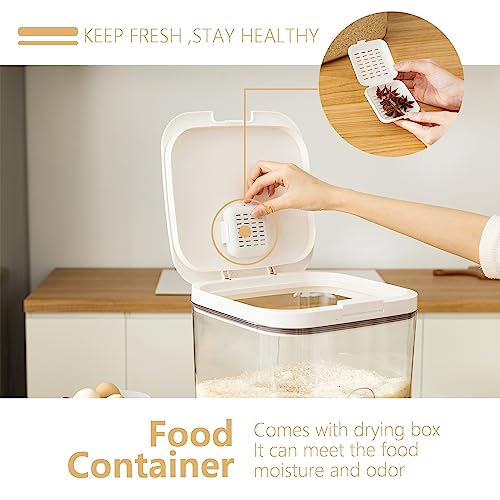 Rice Dispenser 10Lbs - Airtight with Measuring Cup, PET Material | 5L/5.0 Qt Capacity, Rice & Cereal & Pet & Laundry Pod Bin, Kitchen Bathroom Pet Food Pantry - color: 5.6 L