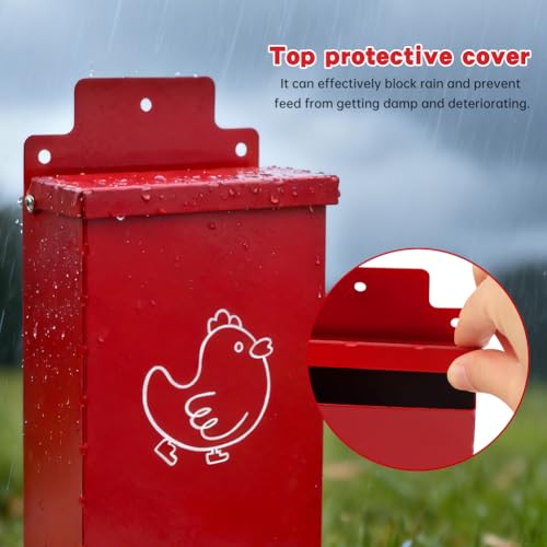 Automatic Chicken Grit Feeder Metal Oyster Shell Feeder with Lid, Chickens Coop Accessories Improve Eggshell Quality and Hen Health(Color:Metal)