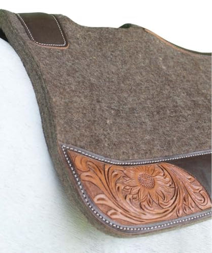 Horse 32"x30" Western Contoured Wool Felt Therapeutic Saddle Pad 39252 - color: Grey