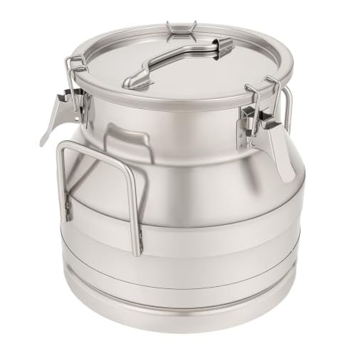 12L/ 3.17 Gallon Seamless Stainless Steel Milk Can with Lid - size: 12L