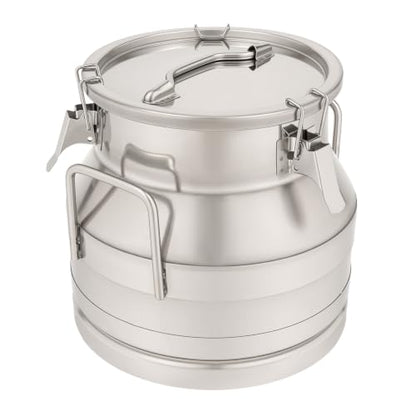 12L/ 3.17 Gallon Seamless Stainless Steel Milk Can with Lid - size: 12L