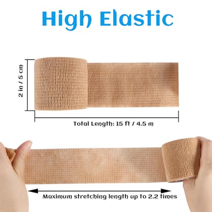 36 Rolls Elastic Self Adhesive Bandage Wrap 2 Inch, Breathable Non Woven Cohesive Bandage, Vet Wrap for Dogs, Ankle Sprains Swelling Medical First Aid Tape, Sports Athletic Tape Brown - color: 2 Inch-36 Count Brown