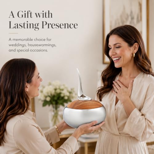 nambe Scoop Ice Bucket | Insulated Ice Bucket with Lid and Ice Scoop | Stainless Steel Chiller for Cocktail Bar, Parties Barware and Serve ware | Home Bar & Bar Cart Accessory | Dishwasher Safe | Insulated, Stainless Steel and Acacia Wood, 9"D x 5.7"H