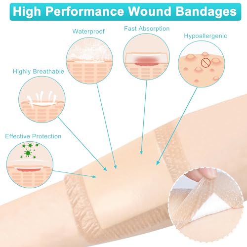 Silicone Foam Dressing 4"x4"(10 Pack) with Adhesive Border, Wound Care Dressings Highly Absorbent Large Waterproof Silicone Bandages for Pressure Ulcers, Bedsores, Leg Ulcers - size: 4" x 4", 10 Pack
