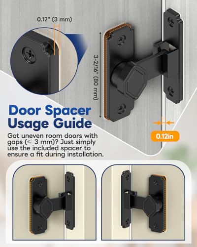 Pocket Door Lock, 90 Degree Latch, Barn Door Hardware Black 1PC - color: Black-1 Pc