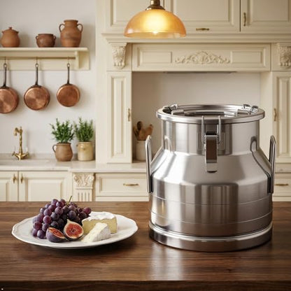3.17 Gallon Stainless Steel Milk Can 12L Milk Jug | Food-grade Stainless Steel Container, Milk Bucket, Water Jug, Silicone Sealed Lid, Heavy Duty - size: 12 L/3.17 Gallon