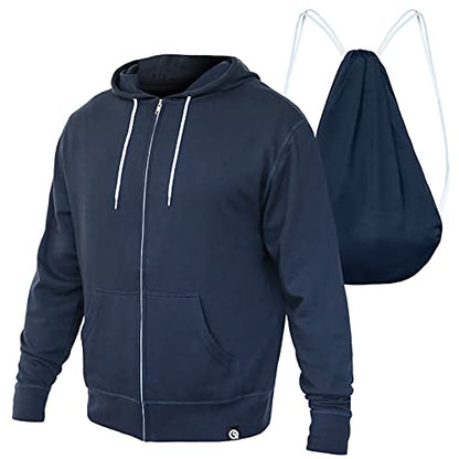 Quikflip 2-in-1 Reversible Backpack Hoodie (As Seen on SHARK TANK) Unisex Full-Zip Hero Hoodie Lite - color: Midnight Navy, size: Small