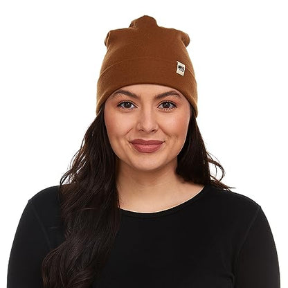 100% Merino Wool Cuff Beanie - Mens & Womens Warm Winter Hat - Watch Cap - Toque - Novelty Beanie - One Size Fits Most - color: Golden Brown