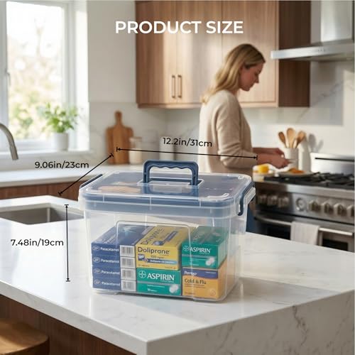 Pulseplay Clear Medicine Storage Box with Handle Blue - color: Blue