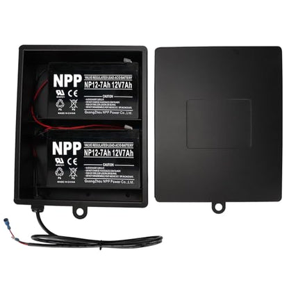 2025 New Upgraded Steel Battery Box with 2 Batteries Kit(12V 7AH Lead-Acid), for 12/24V Driveway Swing Gate Opener, Upgraded ABBT Battery Box Kit (Kit with 2 Batteries)