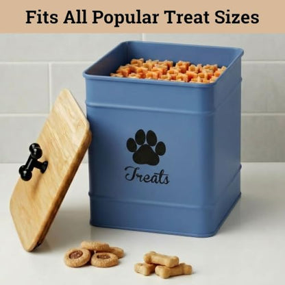 Dog Treat Container Airtight, 6"W x 8"H, Powder Coated, 12 Cup Capacity - color: Blue