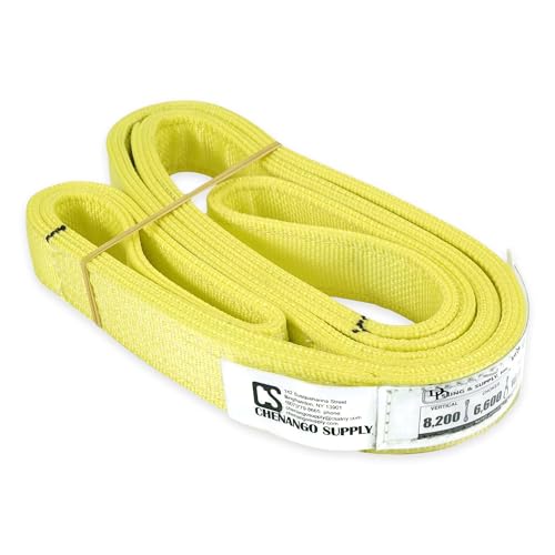 USA Made 2" x 8' Nylon 3-Ply Type 3 Eye & Eye Sling | 900 Webbing, Flat Eye Design, 12,300 lb Vertical, 9,900 lb Choker, 24,600 lb Basket - size: 2"x8'