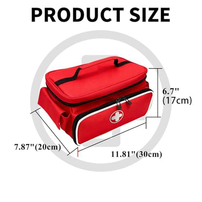 First Aid Bag Empty With Lockable Zipper,Compact and Portable Small Medicine Storage Bag,Family First Aid Box, Pill Bottle Organizer for Travel, Car and Home Use, Red(Bag Only)