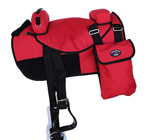 Horse Western Bareback Saddle Pad Trail w/ Pockets Girth Stirrups 39205 - color: Red