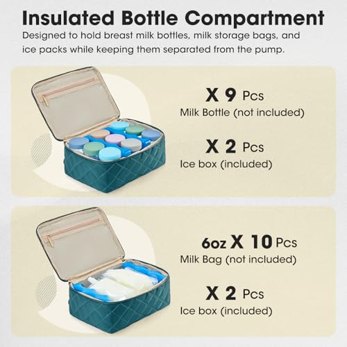 RAINSMORE Wearable Breast Pump Bag, Breast Milk Cooler Travel Bag,Green - color: Dark Green
