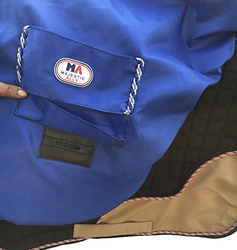 Majestic Ally Nylon Waterproof Fleece Lined Ride On English Saddle Cover-Multiple Color (Royal Blue) - color: Royal Blue