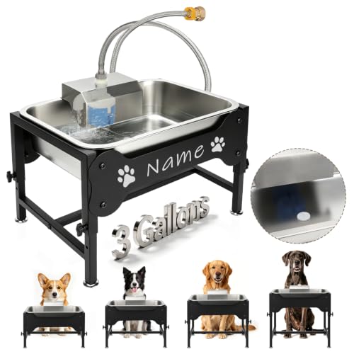 YUEPET Dog Water Bowl Dispenser, Automatic 3 Gallon Elevated Dog Bowl