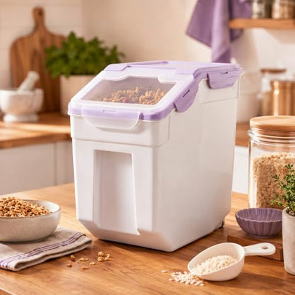 Sunnyray 4 Pcs 55 Lbs Rice Flour Storage Bins with Wheels, Purple - color: Purple, size: 55 lbs