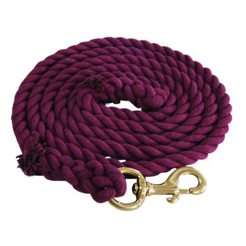 Jeffers Twisted Cotton Horse Lead Rope w/Brass Bolt Snap, 10' L - Burgundy - color: Twisted Burgundy, size: 3/4" x 10'L