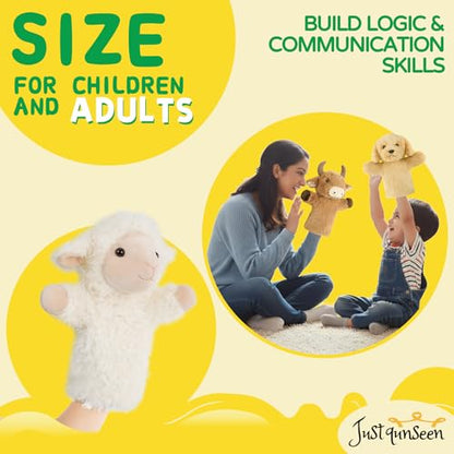 Sheep Hand Puppets Lamb Plush Toy Stuffed Animal Soft Fuzzy for Baby Story Time Safe Washable Stuffed Adult Hands Fit Interactive Play - color: Sheep