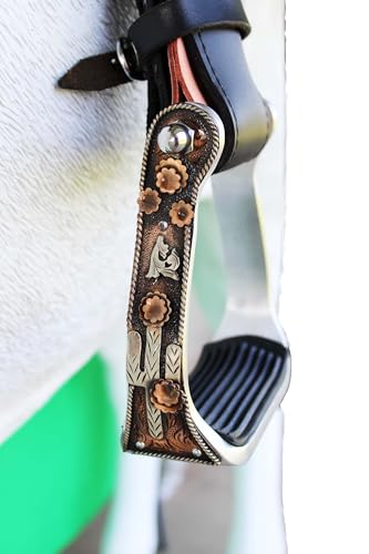 CHALLENGER Western Copper Cactus Engraved Barrel Racing Aluminum Saddle Show Stirrups 51258