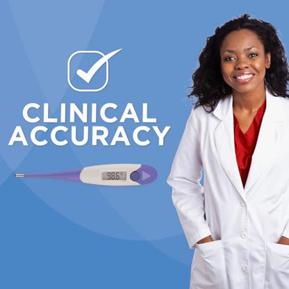 Veridian Oral & Rectal Digital Thermometer Stick Digital Display 08-359-9 9 per Box | Preloaded Counter Display, Fever Alert at 100.0°F, Oral, Rectal & Underarm Use, Memory Recall, Storage Case