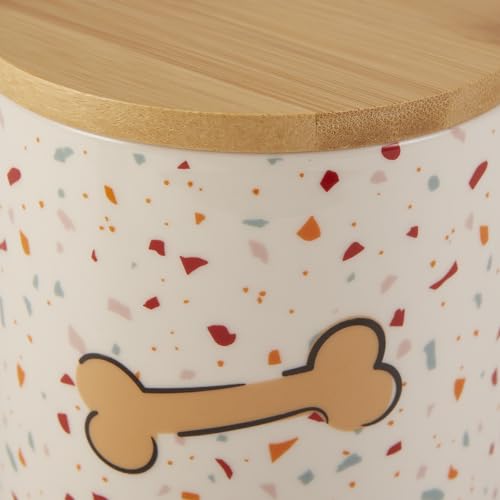 Bone Dry Ceramic Pet Treat Canister, Dishwasher Safe, 4x6.5 Terrazzo - color: Terrazzo, size: 4x6.5"