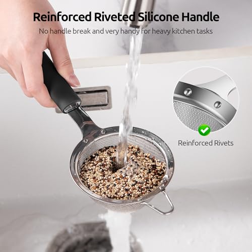 U-Taste Fine Mesh Strainer, 18/8 Stainless Steel Sieve 30 Mesh, S/Black - color: (2) Black, size: S-3.35in