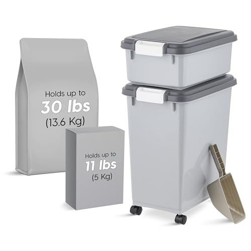 IRIS USA Dog Food Storage Container, Up to 30+11 lbs, Gray/Dark Gray - color: Gray/Dark Gray