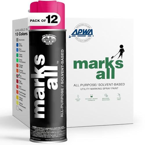 Fox Valley 17oz Marks All Solvent-Based Paint 12-Pack, Pink Fluorescent - color: Pink Fluorescent