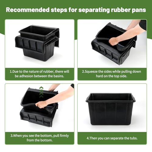 3 Pack 17 Quart Rubber Feed Pan, Horse Feed Pan with Stall Hook - color: Black-17 Quart, size: 17 Quart