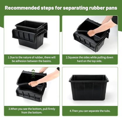 3 Pack 17 Quart Rubber Feed Pan, Horse Feed Pan with Stall Hook - color: Black-17 Quart, size: 17 Quart