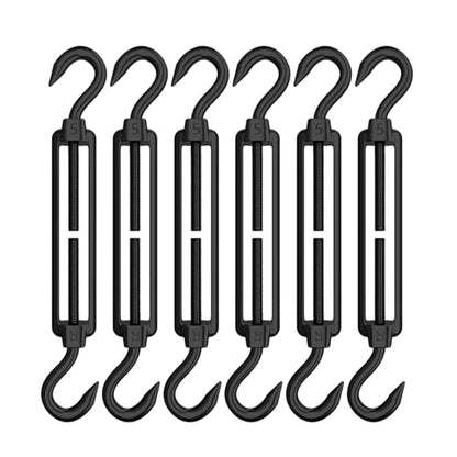 AUTMATCH M5 Hook&Hook Turnbuckle - 304 Stainless Steel Wire Rope Tensioner | Adjustable Turnbuckle for Cable Railing, Fence & Shade Sail Hardware, Wire Rope Tension Kit, 6-Pack, Black - color: Black Tone - Hook & Hook, size: M5
