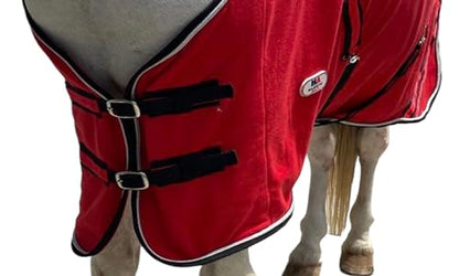 Majestic Ally Anti Pill Fleece Horse Blanket/Sheet with Silver Braided Rope (Red, 76) - color: Red, size: 76
